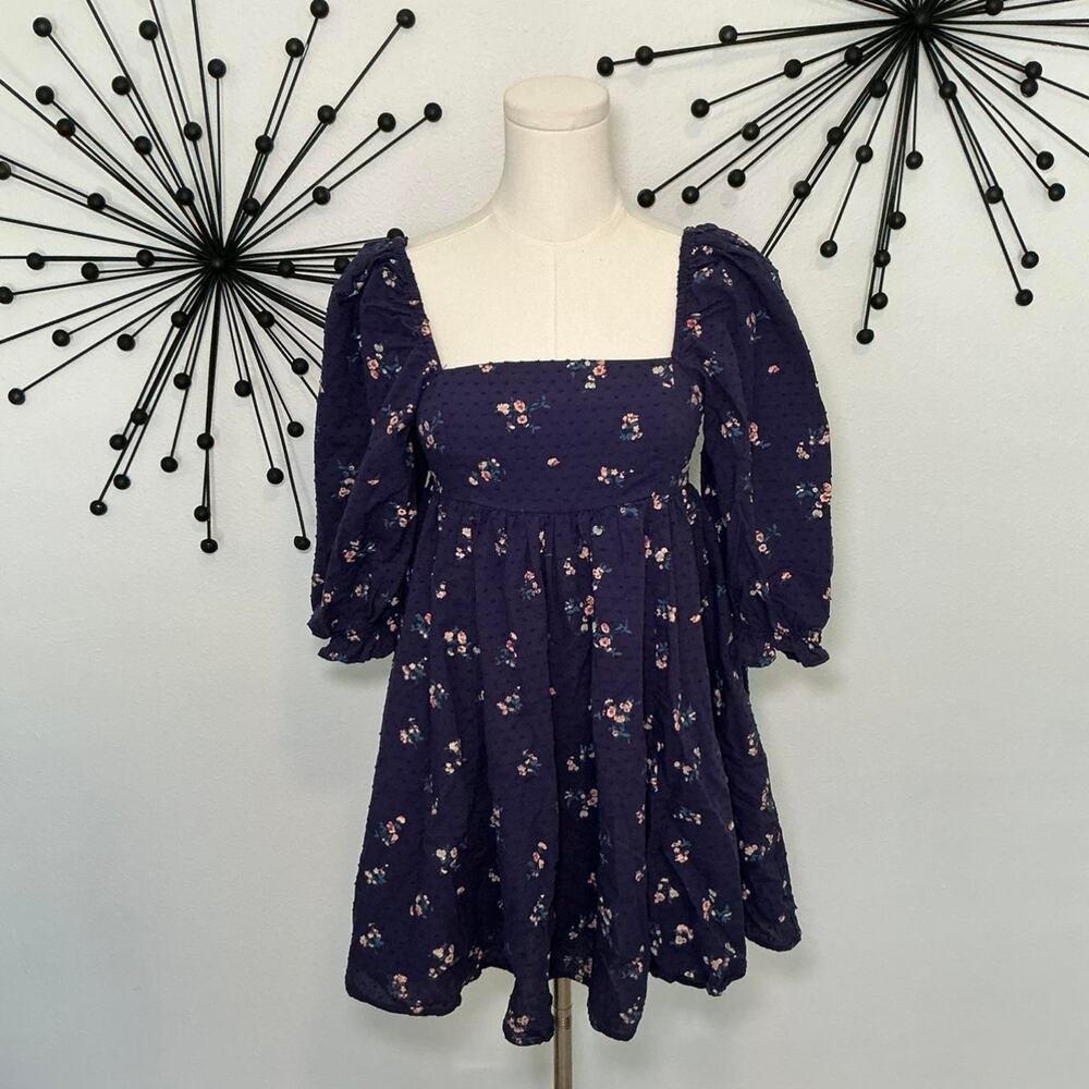 Altar’d State navy blue floral mini dress size small